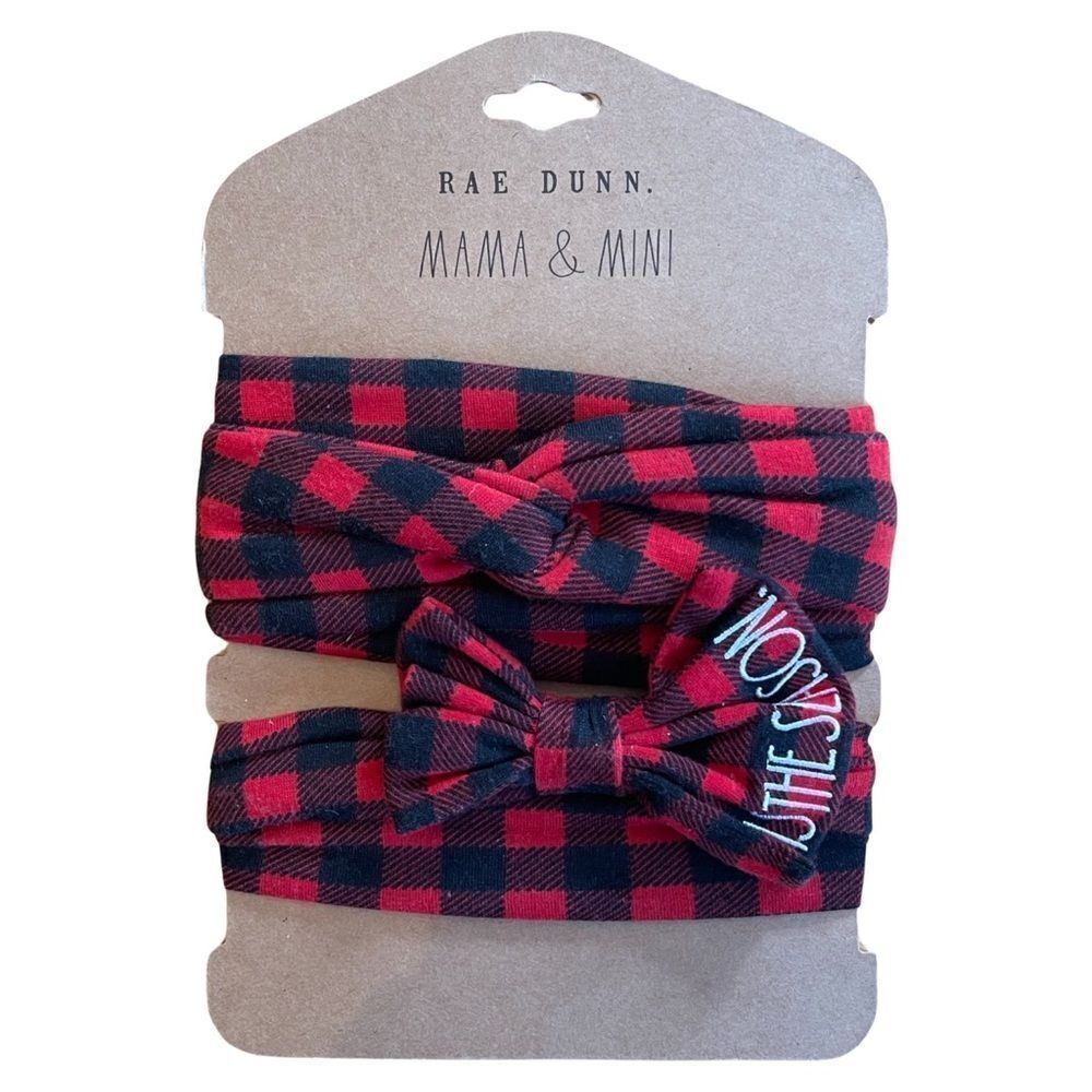 Rae Dunn "MAMA & MINI" Set of 2 Headbands For Adult & Kid Tis The Season NWT